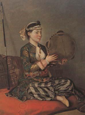 Jean-Etienne Liotard Turkish Woman with a Tambourine (mk08) China oil painting art